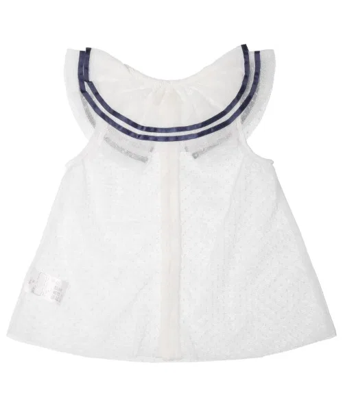 Детская туника-топ с принтом в горошек, модель Sailor, kids zoo, Off White — фото 3