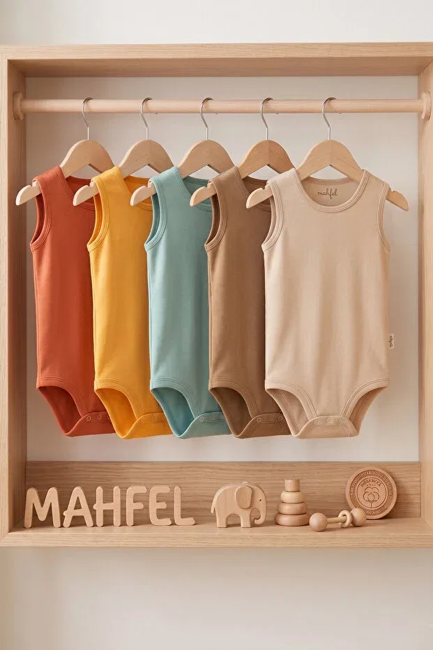 Детское боди-слип без рукавов 5-pack Unisex Mahfel, Red
