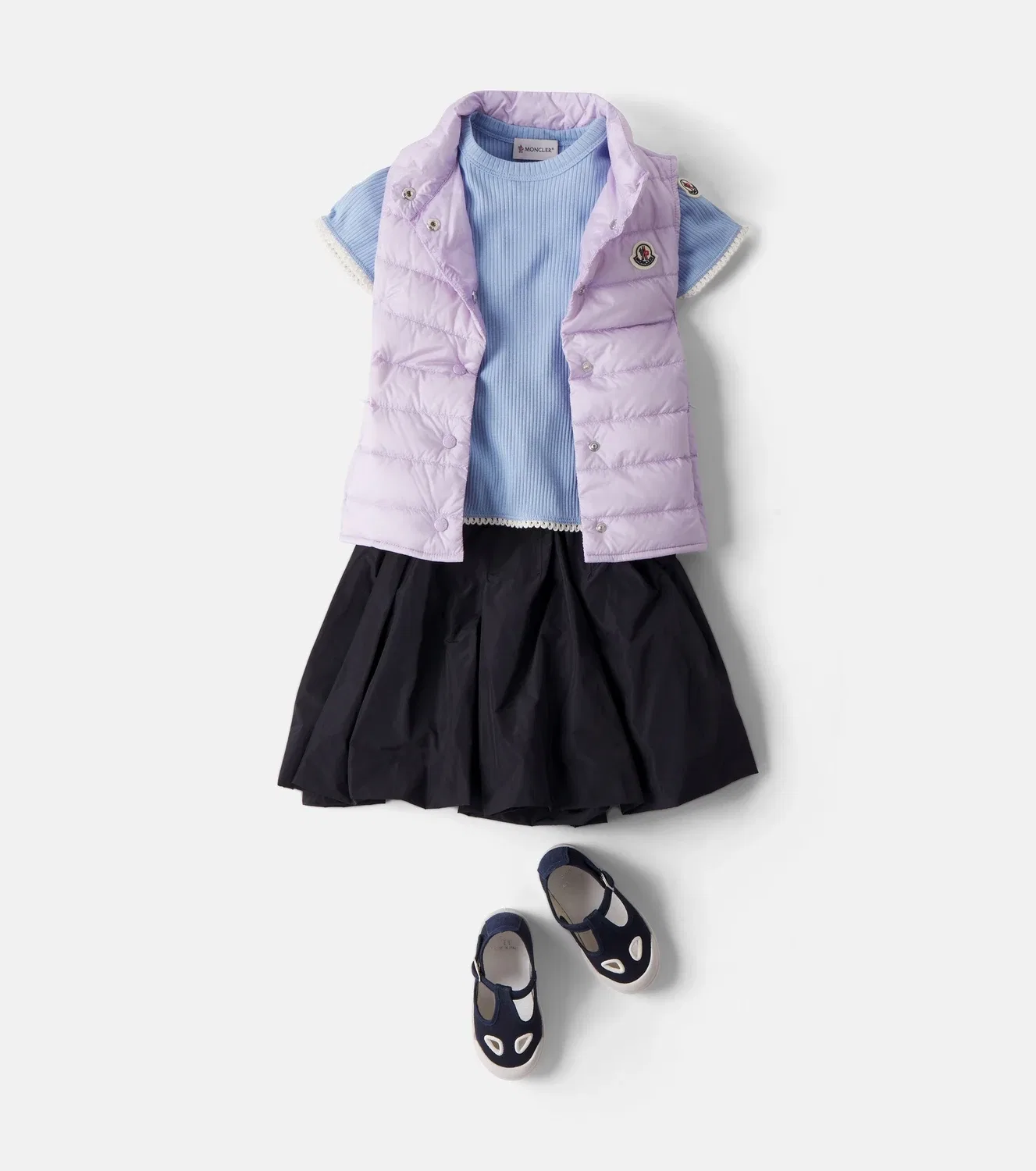 Пуховый жилет с логотипом Moncler Enfant, фиолетовый — фото 2