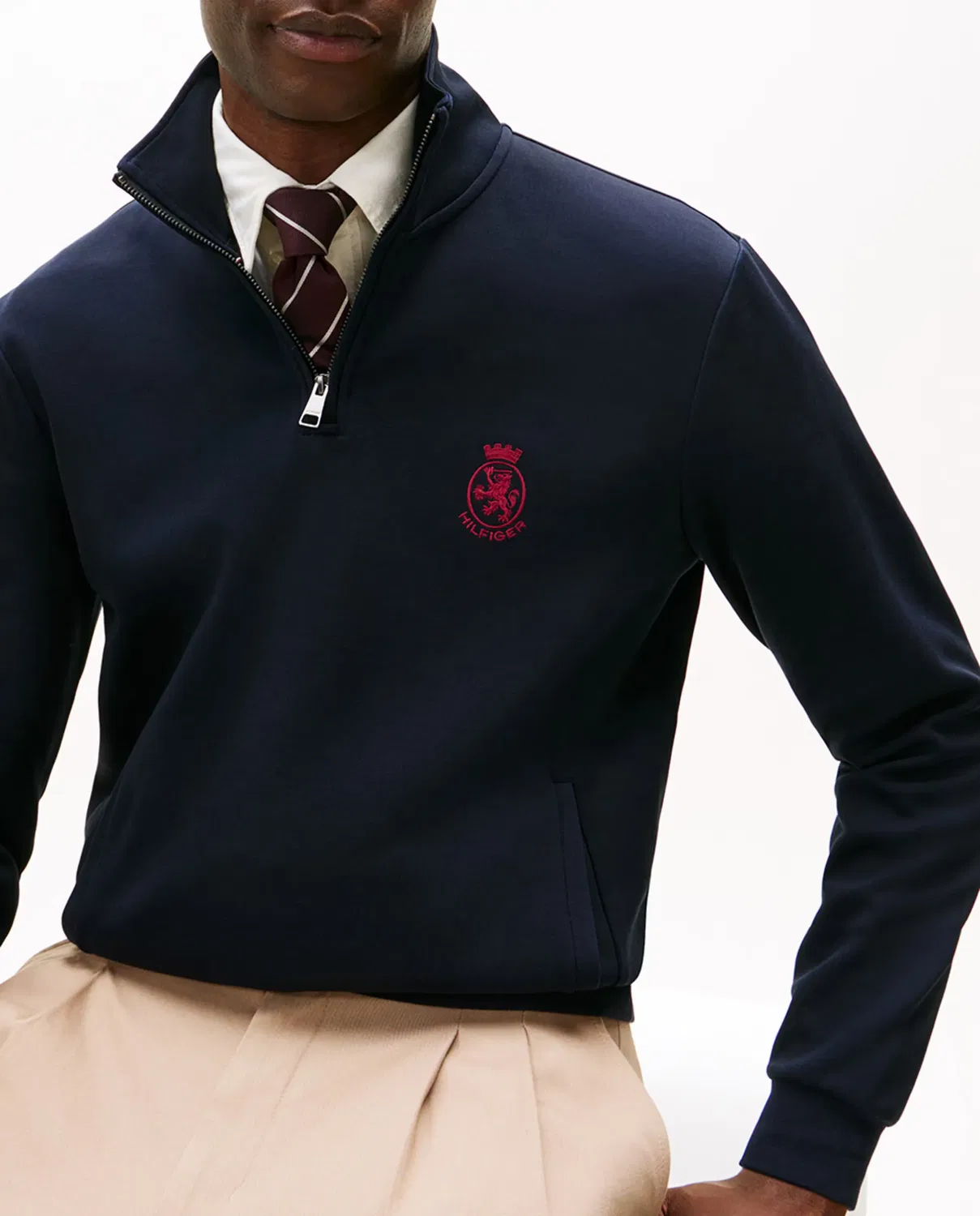 Мужская свитшот без капюшона с полузастежкой-молнией Tommy Hilfiger, Azul Marino — фото 3