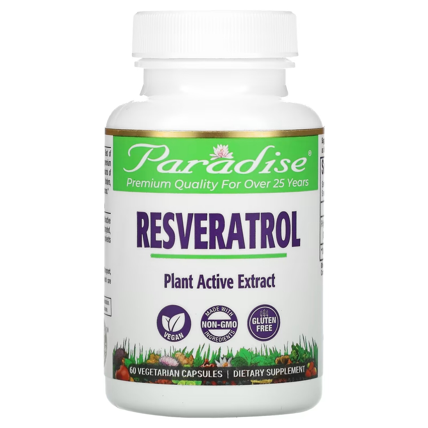 

Ресвератрол Paradise Herbs, 60 вегетарианских капсул
