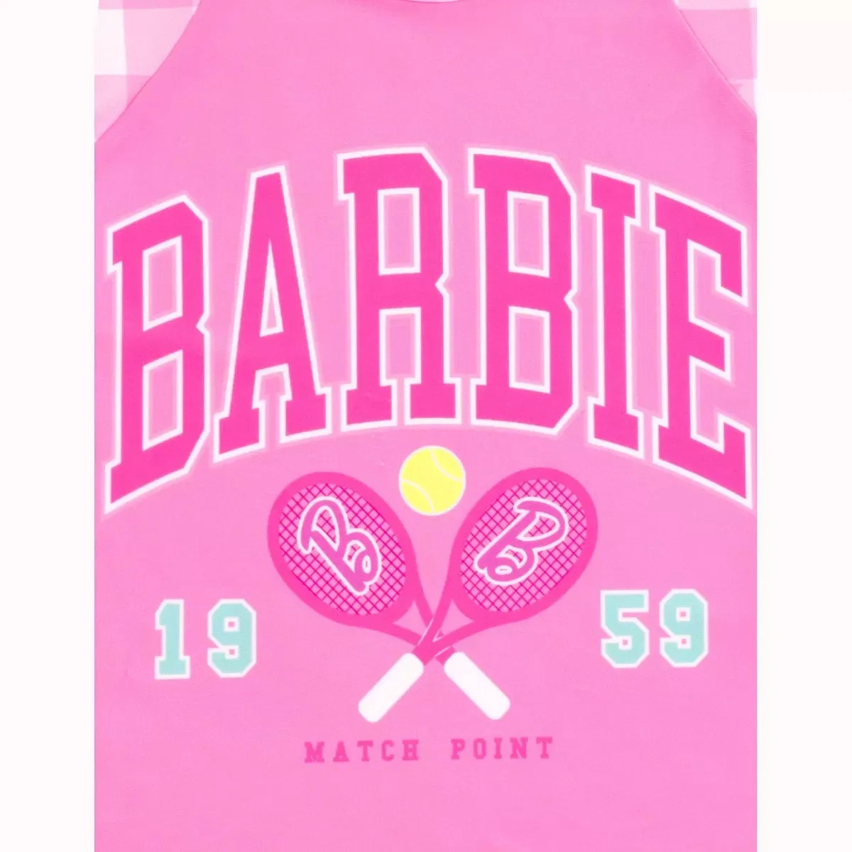 Детский комплект для девочек с принтом Barbie Tank Top and Pleated Skort Outfit Set, Checkered Pink — фото 4