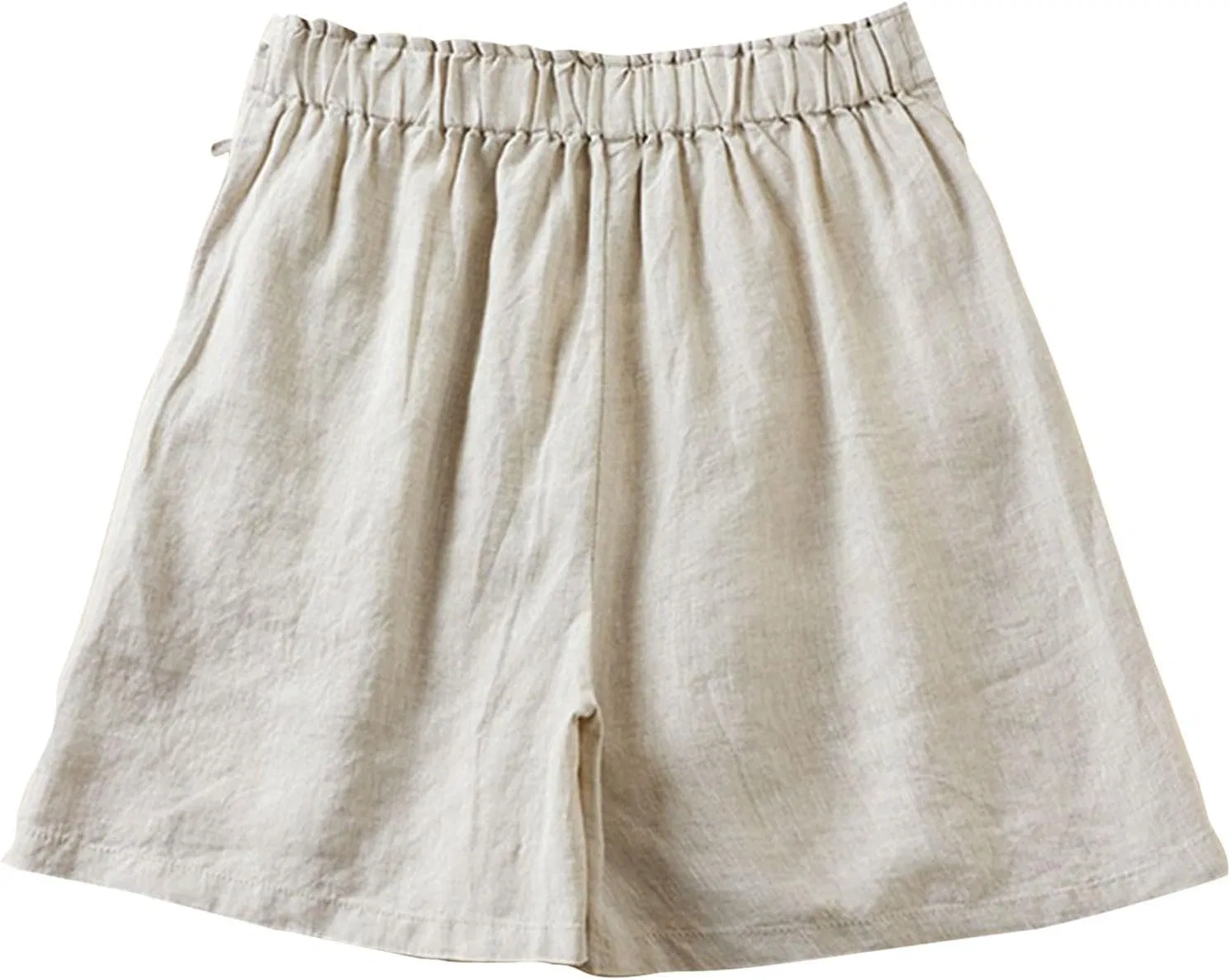 Женские шорты из льна и хлопка свободного кроя с карманами, Beige