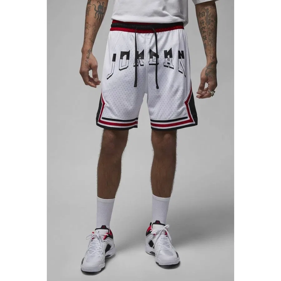 Шорты спортивные с принтом Jordan Sport Diamond Shorts Nike, Бело-красный