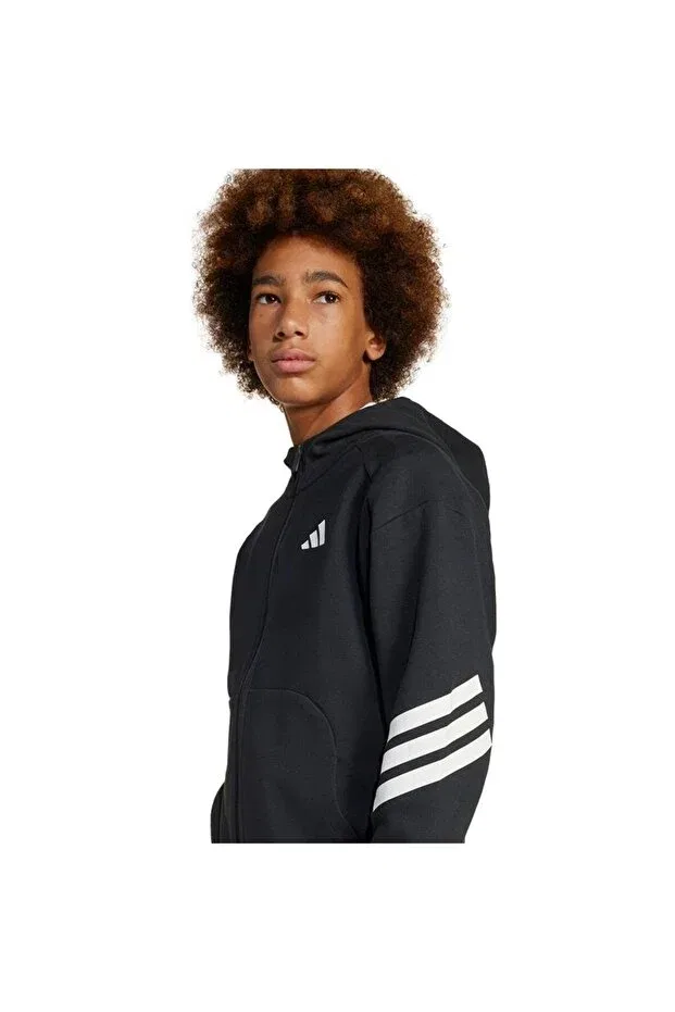 Детская куртка для девочек с принтом Sportswear Adidas, Black — фото 4