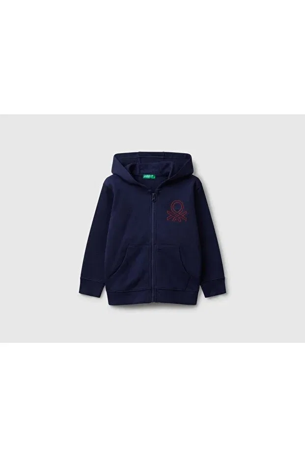 Детский кардиган для мальчиков с капюшоном Benetton, Navy Blue