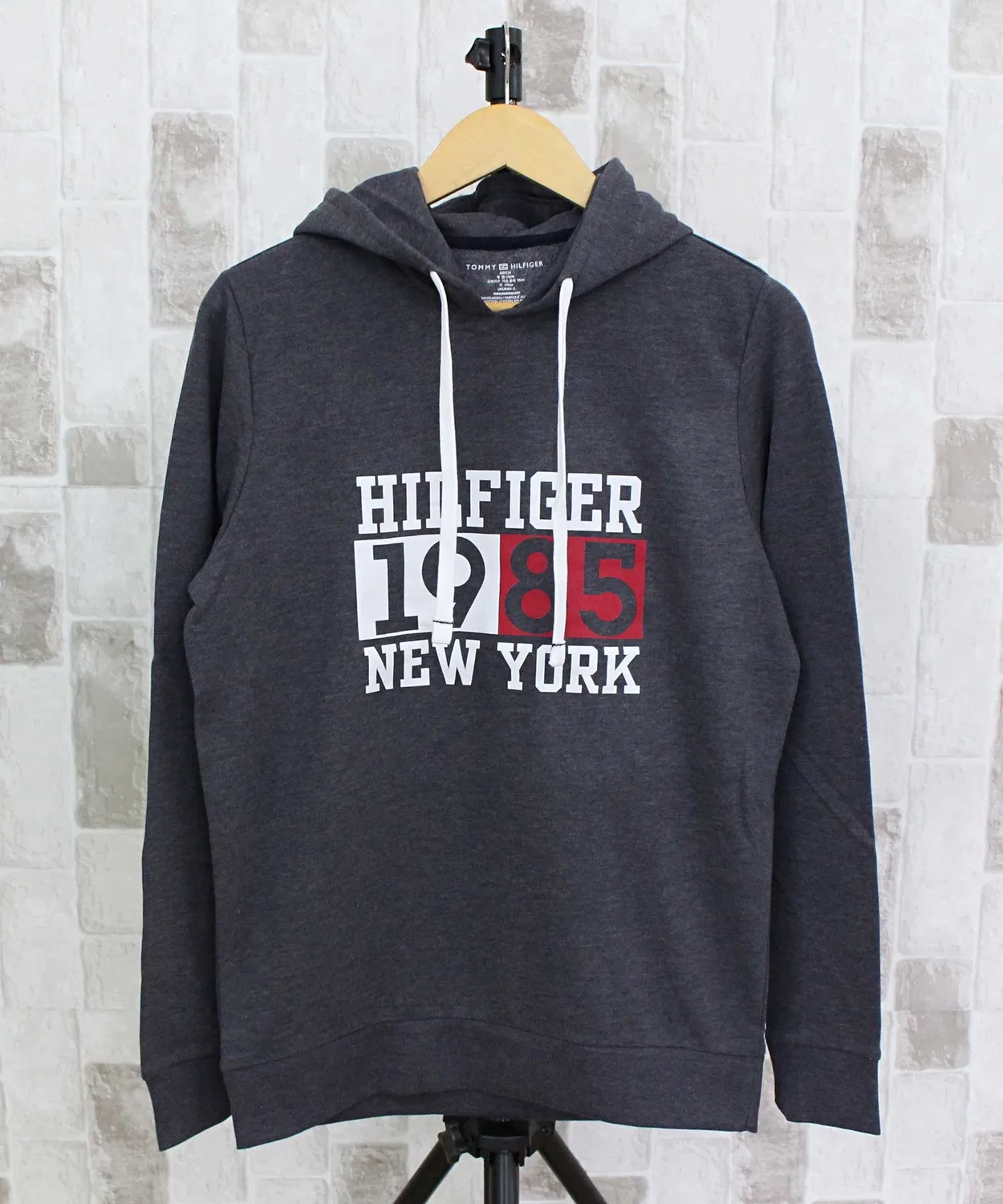 Мужское худи с принтом Big No Logo Lightweight TOMMY HILFIGER, Charcoal