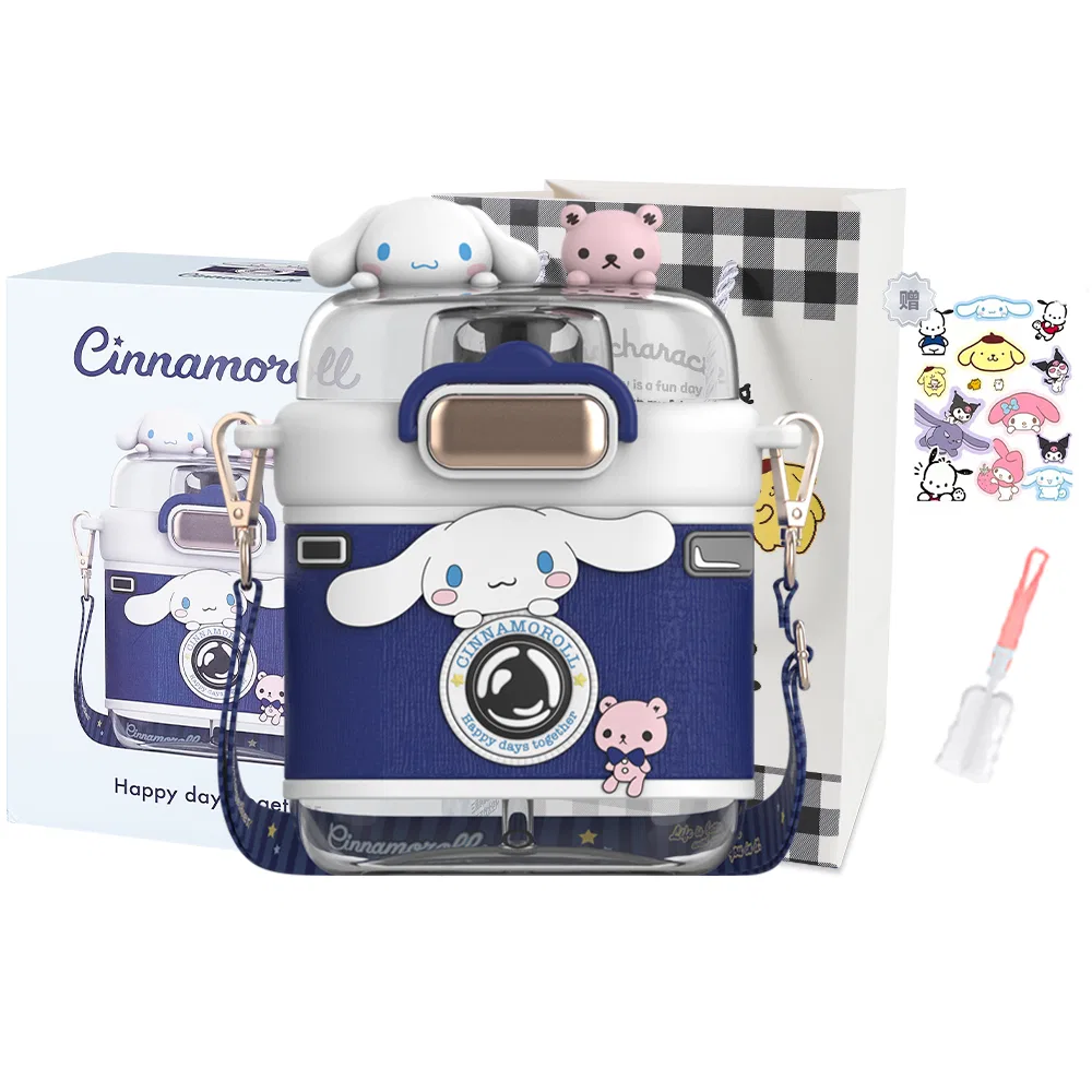 Детская кружка с принтом Cinnamoroll Sanrio, 700 мл, Cinnamoroll Water Cup+Shopping Bag+Sticker Cup Brush, Blue