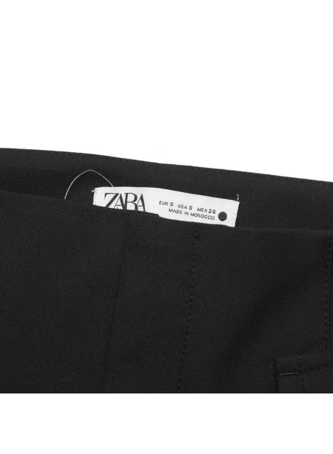 Юбка-трапеция с двумя карманами и подчеркнутой талией Zara, черный — фото 4