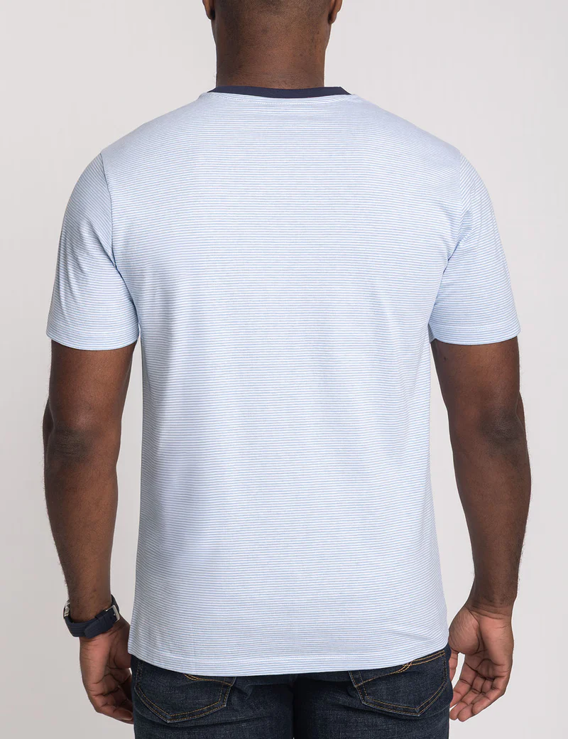 Футболка U.S. Polo Assn Yarn Dye Stripe Jersey With Pocket, светло-голубой — фото 4