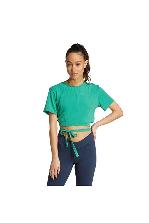 Женская футболка хлопковая Yga Tee Jd4208 Adidas, Green — фото 2