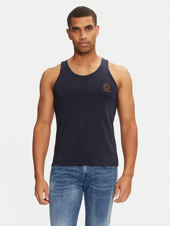 Майка regular fit Versace, темно-синий