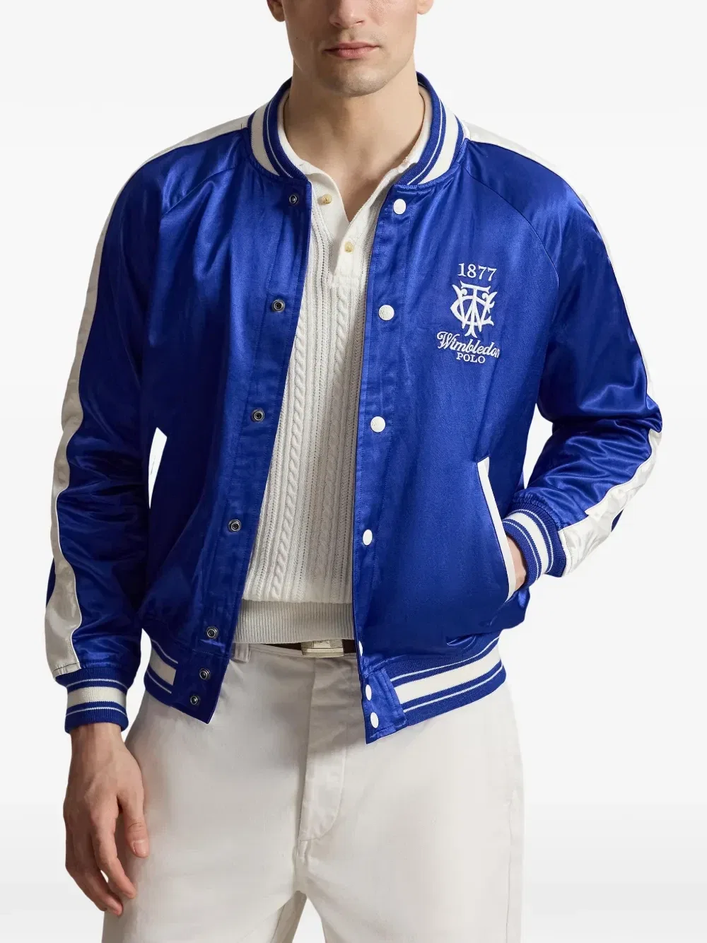 Атласная куртка Wimbledon с вышивкой Polo Ralph Lauren, синий — фото 2