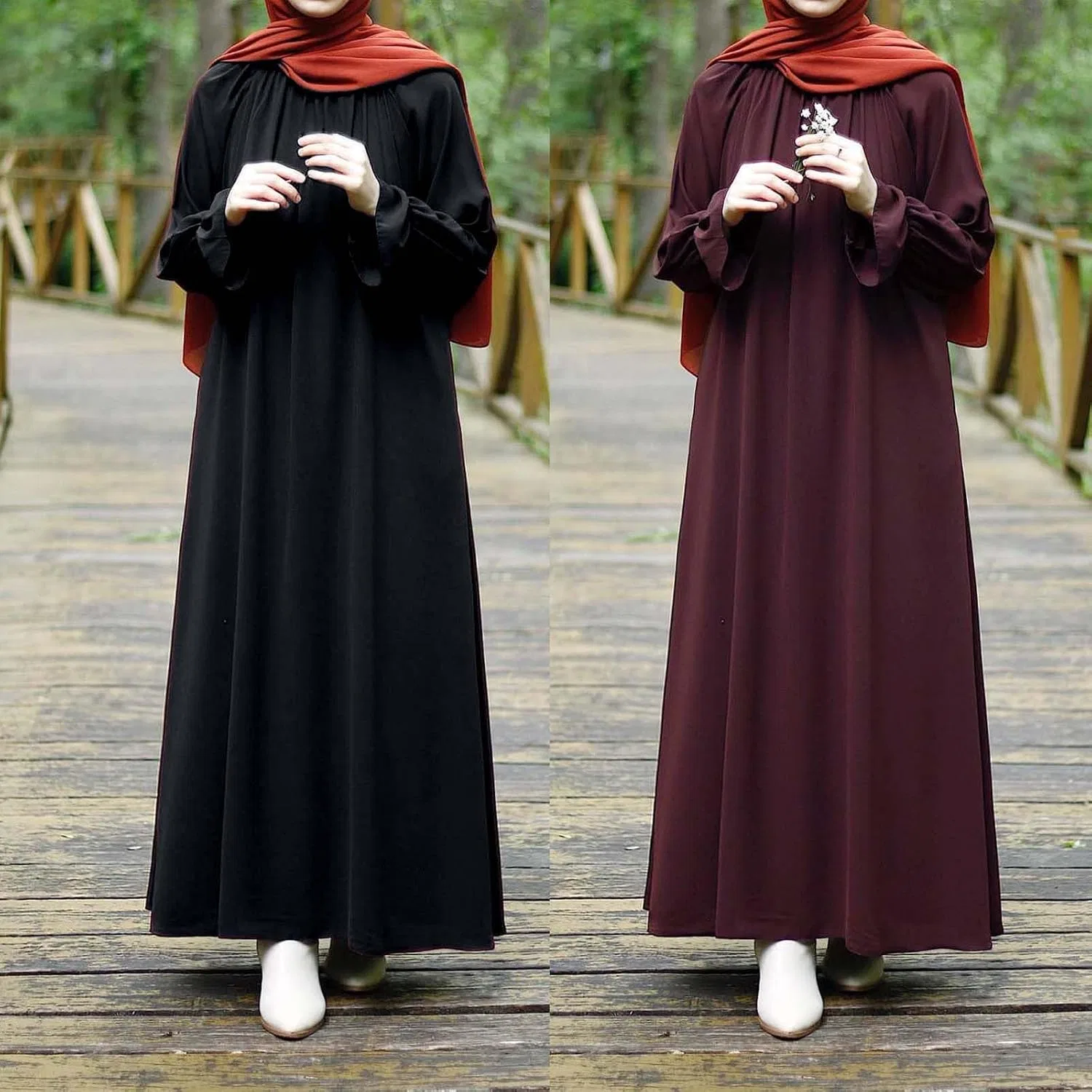 Женское мусульманское платье для молитвы кафтан Abaya Robe, Red — фото 2