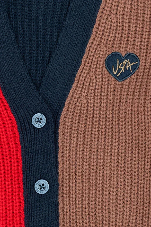 Детское вязаное пальто-кардиган с V-образным вырезом U.S. Polo Assn., Indigo — фото 3