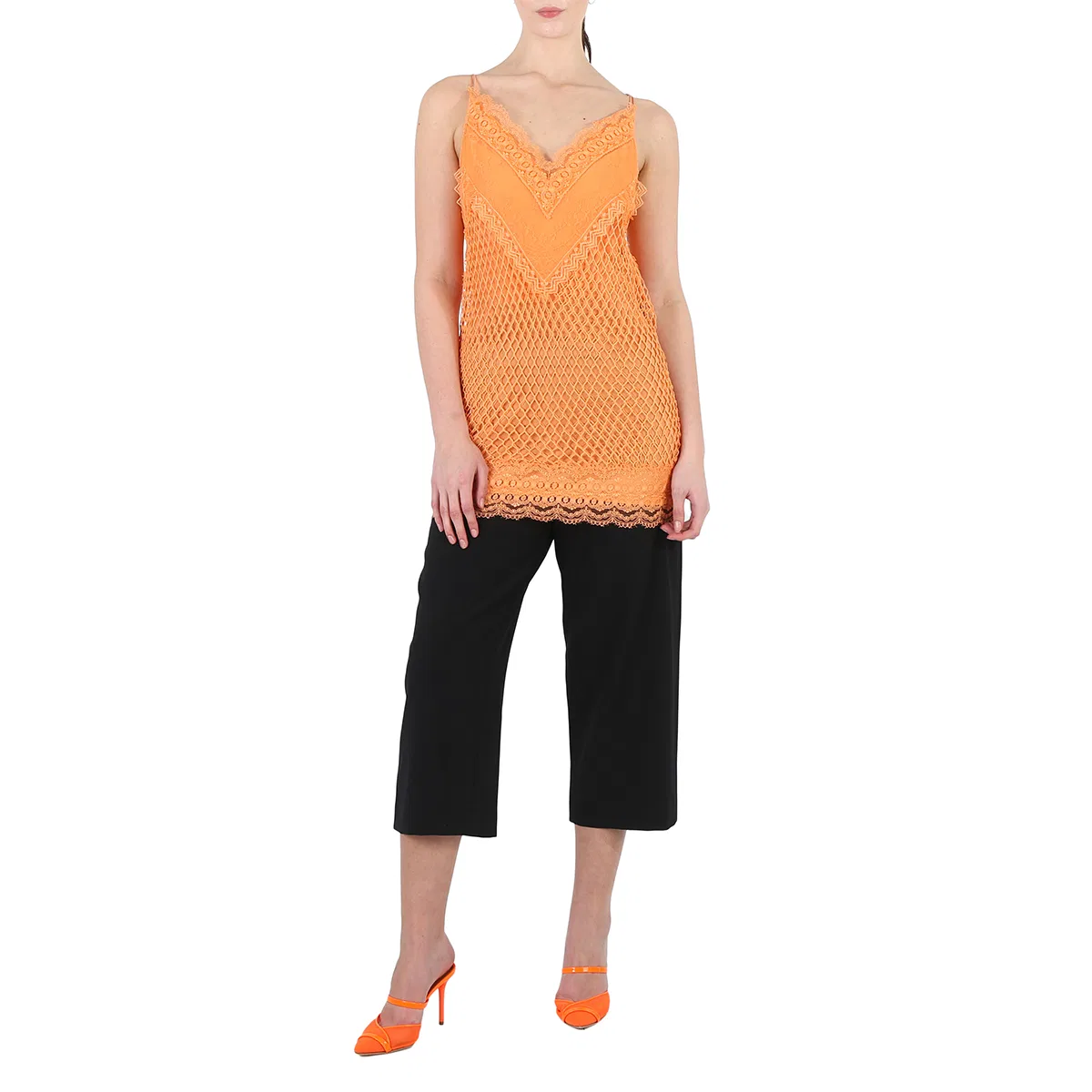 Платье мини с сеткой и кружевом Ladies Amber Orange Fishnet And Lace Mini Dress Burberry, Amber Orange — фото 4