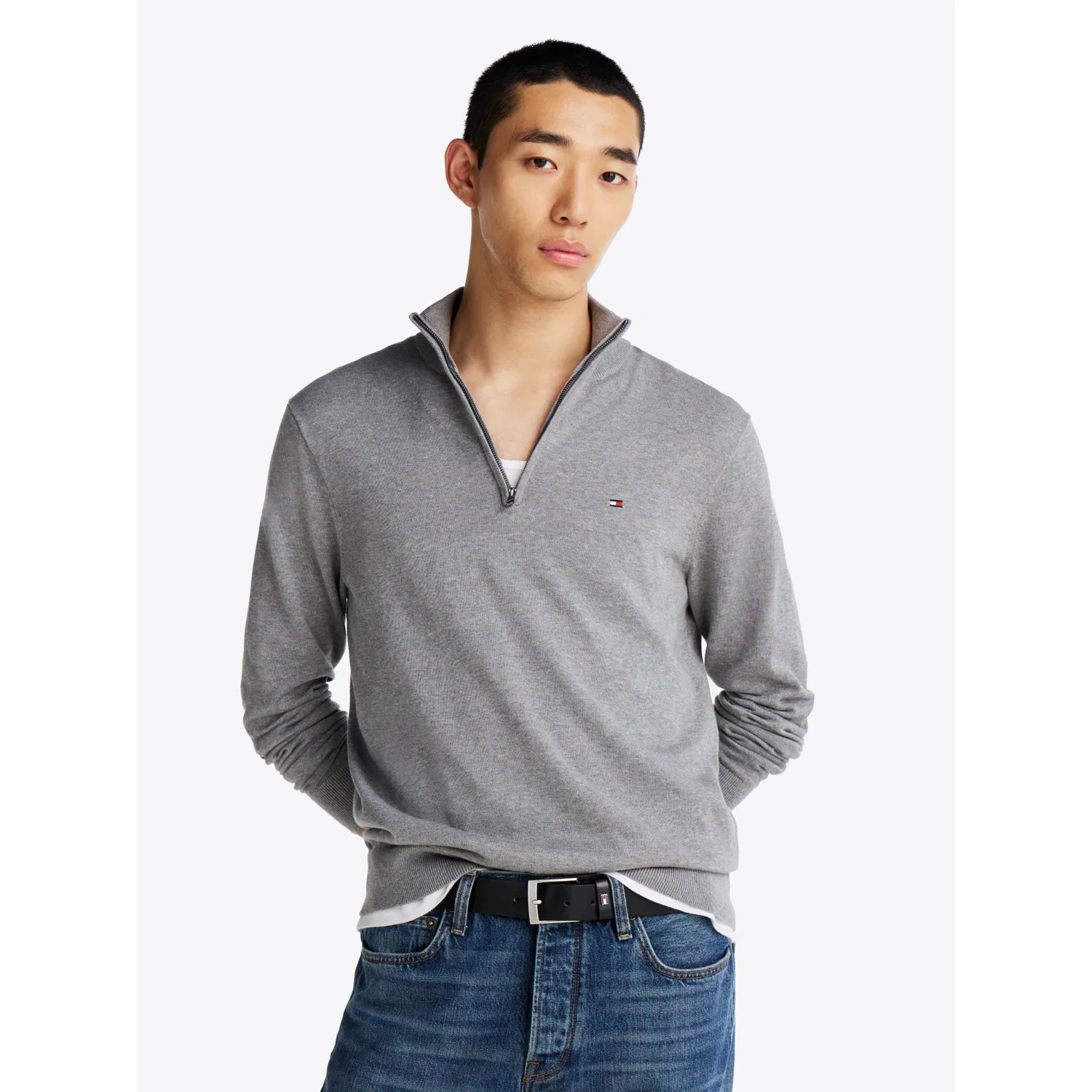Мужской джемпер-гольф с воротником-стойкой Tommy Hilfiger, Medium Grey Heather
