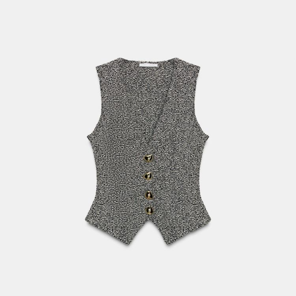 

Жилет Zara Structured With Buttons, черный/белый