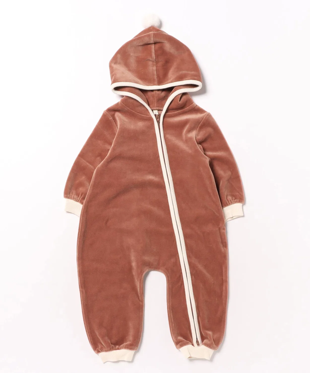 Детский комбинезон с флисом, на молнии, с помпонами, Velour Zip Jumpsuit Quincy Mae, Red