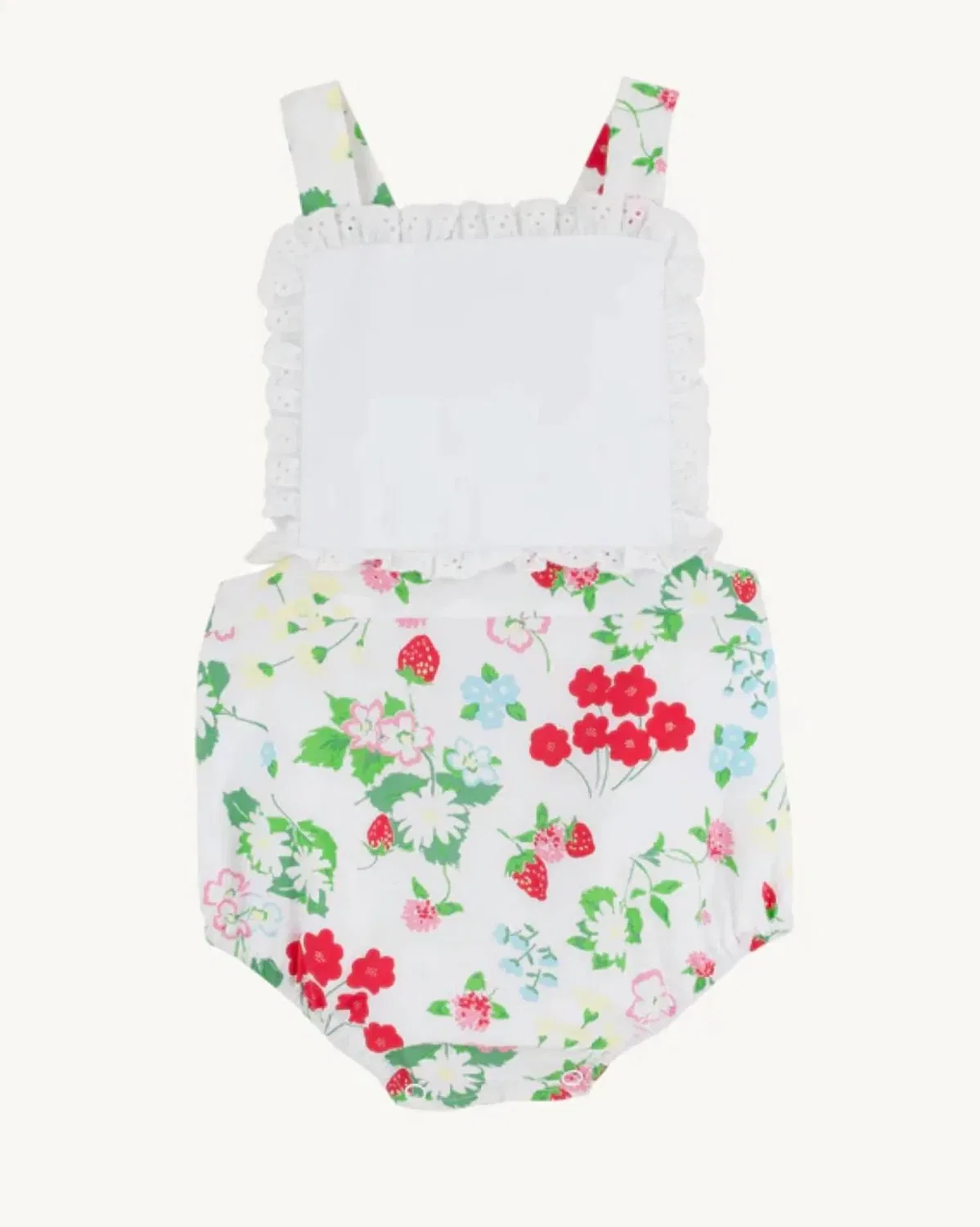 Детский купальник-слип с принтом Sally Square Bib Sunsuit The Beaufort Bonnet Company, Berry Sweet With Worth Avenue White — фото 3