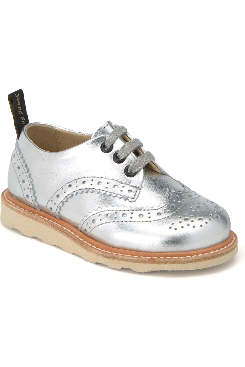 Детские туфли броги на шнуровке Brando Young Soles, Silver