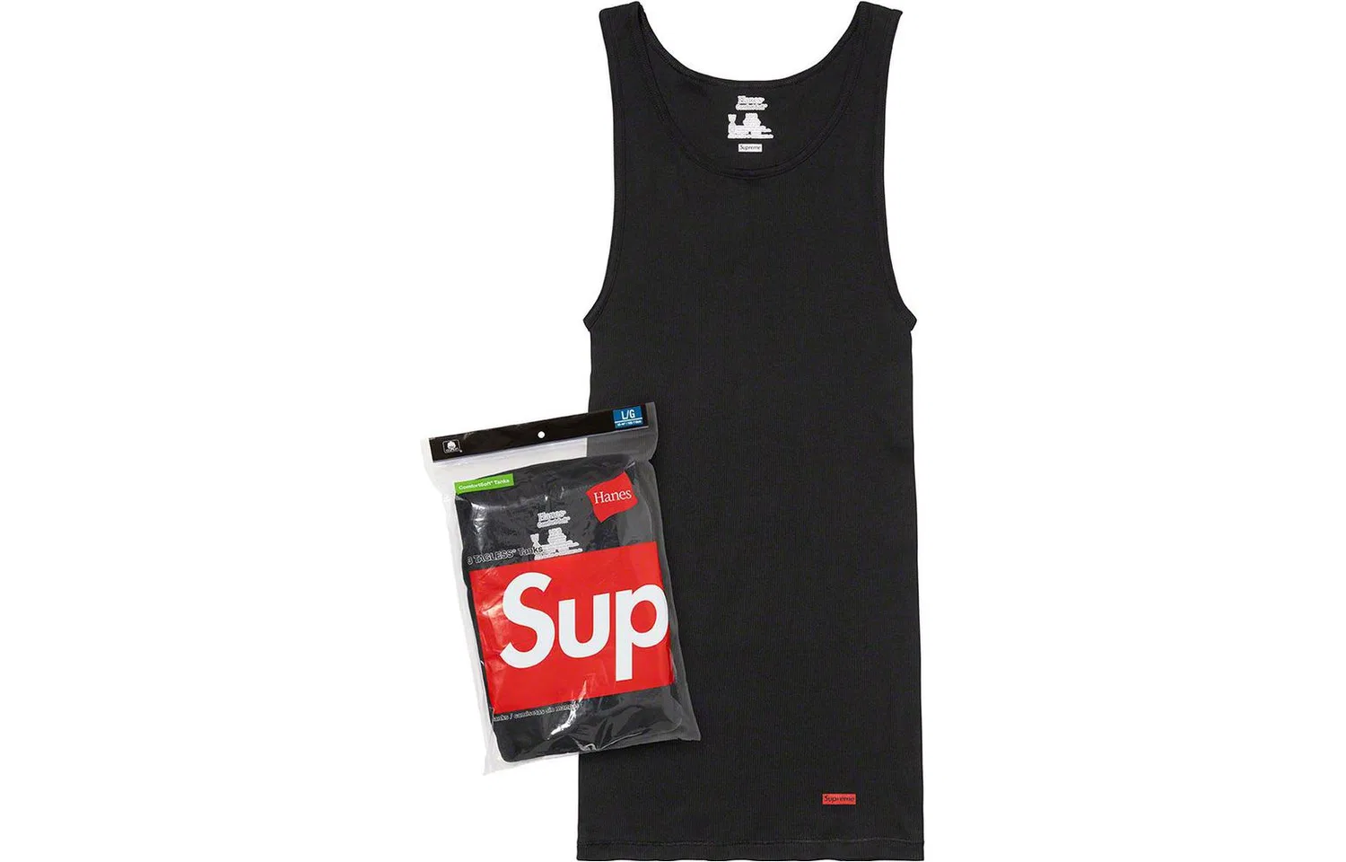 Детский топ-майка с принтом Supreme X Hanes Tagless Tank Tops 3 Pack, White — фото 3