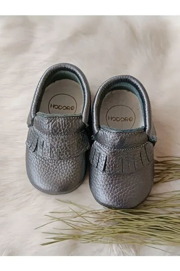 Детские пинетки для девочек кожаные Rocco platinum Hodore, Platinum