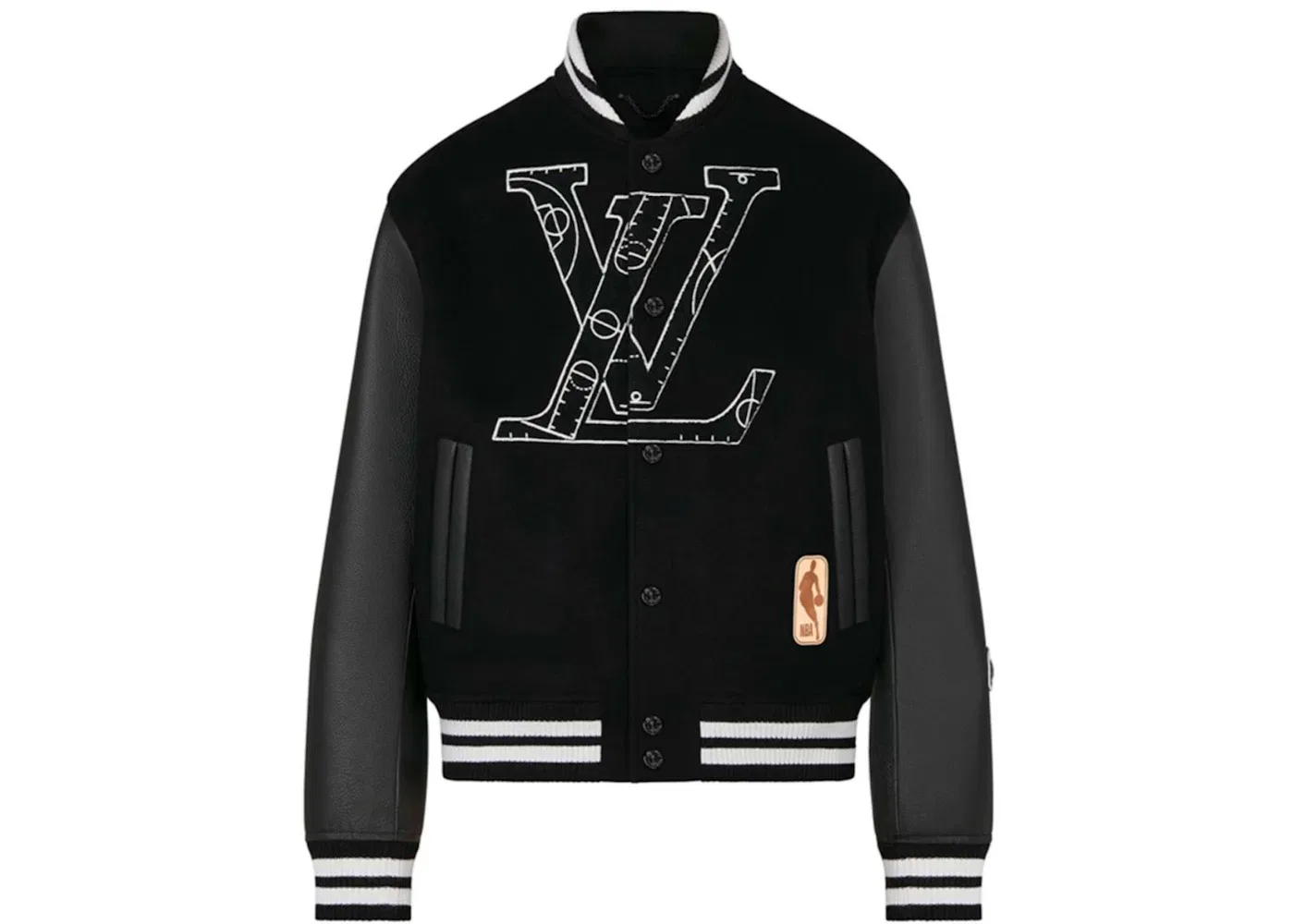 Мужская кожаная куртка-бомбер Louis Vuitton x NBA, Black