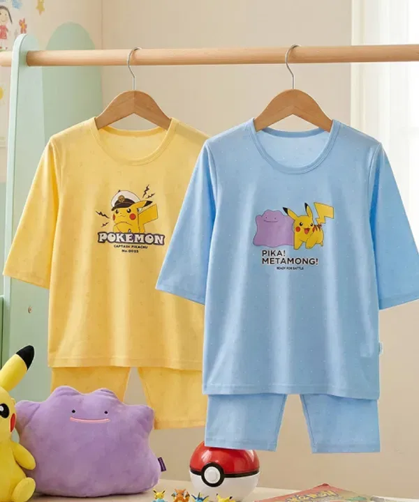 Домашний костюм с коротким рукавом и брюками, Pokémon, Premierfam, синий — фото 4