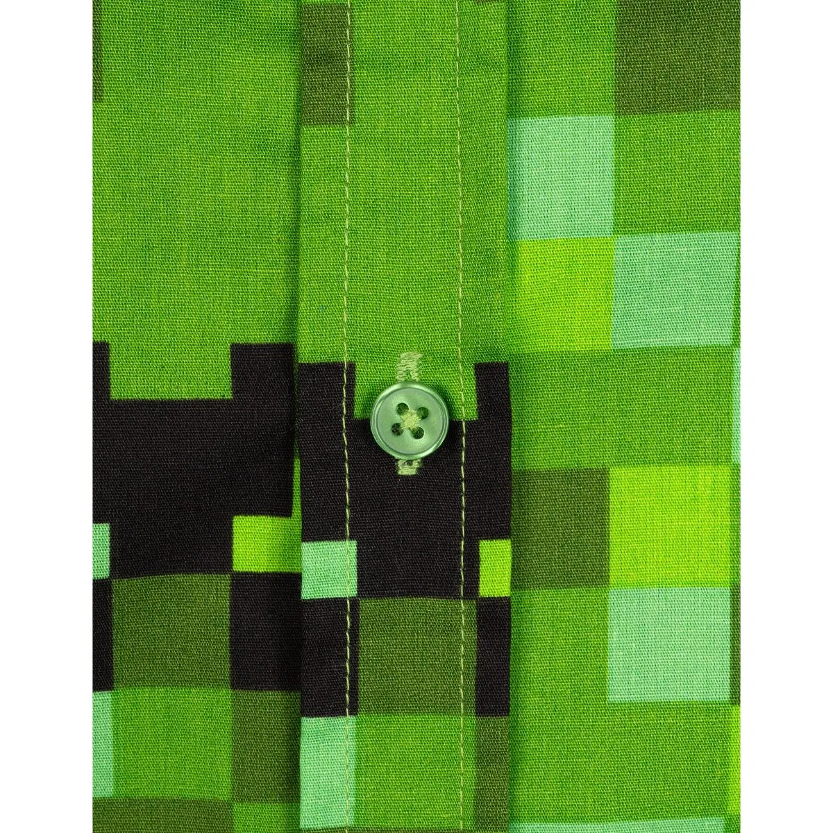 Детская рубашка с коротким рукавом с принтом Minecraft Creeper Button Down Dress Shirt Minecraft, Green — фото 4