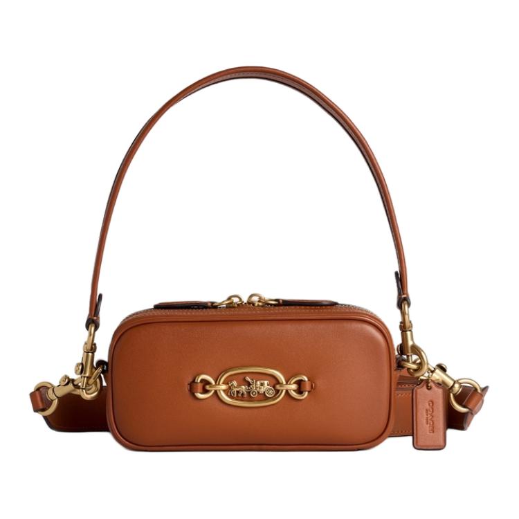 

COACH Сумка женская кожаная маленькая выжженная янтарная