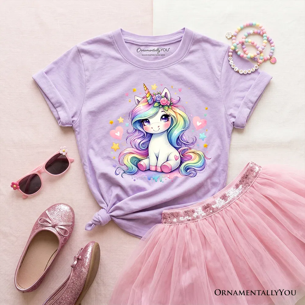 Детская футболка для девочек с принтом Rainbow Unicorn OrnamentallyYou, Violet