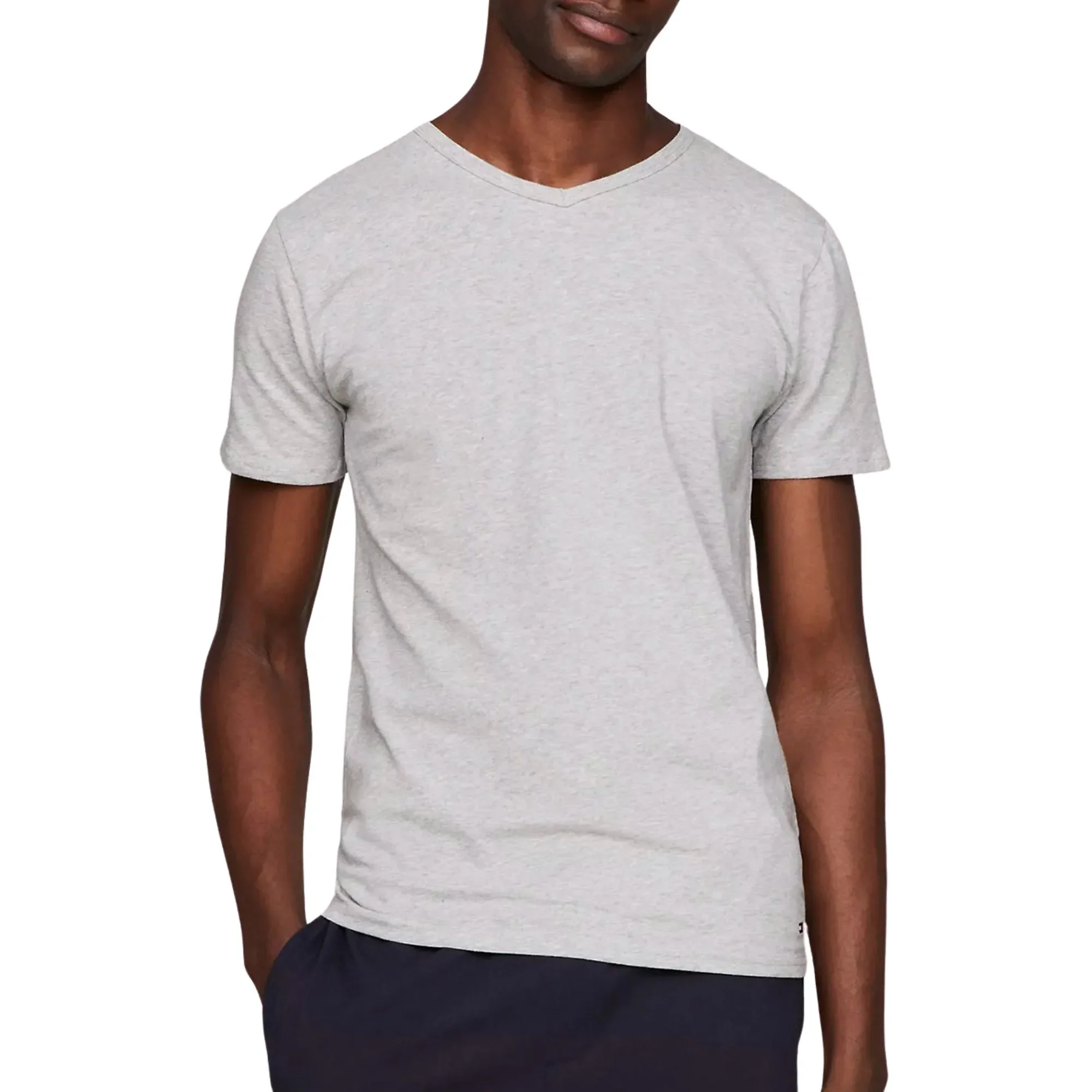 Комплект футболок Tommy Hilfiger Stretch V-neck, 3 предмета, серый/белый/черный — фото 2