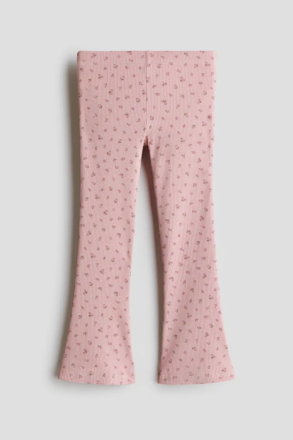 Расклешенные хлопковые леггинсы H&M, Helles Mattrosa/Geblümt