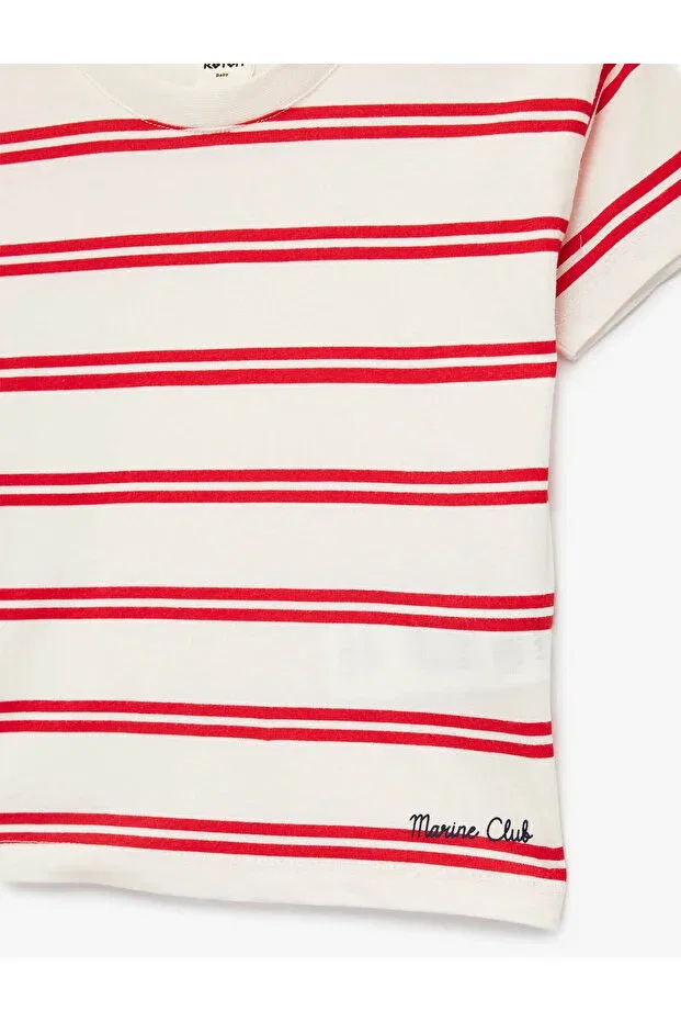 Детская футболка с принтом Koton, Ecru Striped — фото 3