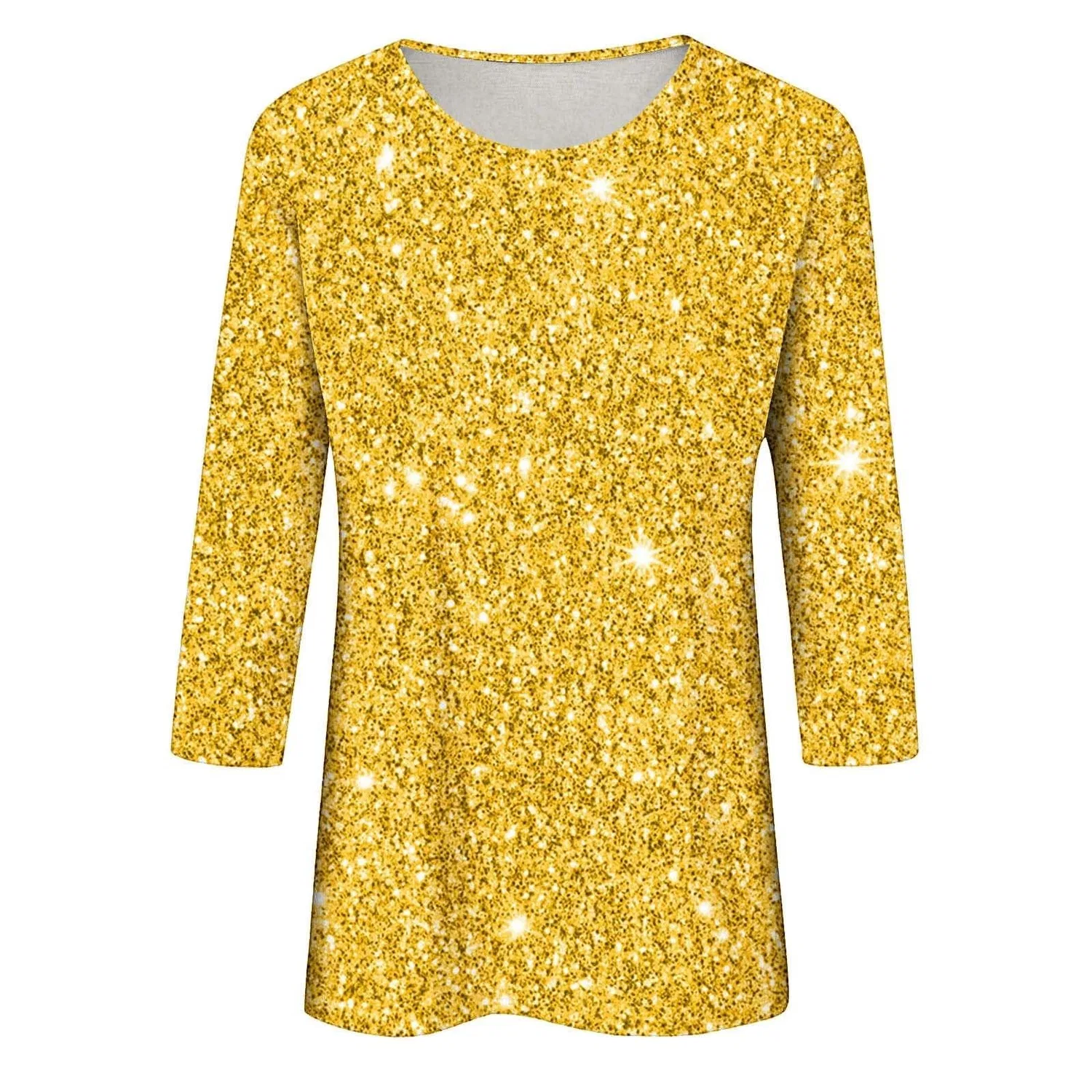 Женская футболка с блестками V-образным вырезом Retro Top, Giallo — фото 4