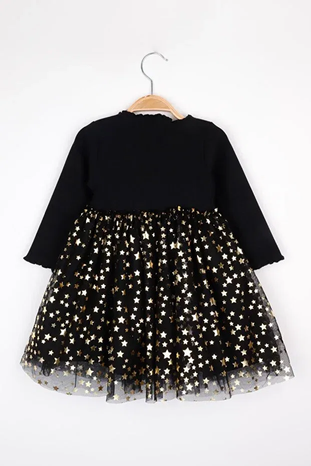 Детское платье для девочек с принтом Black Star Printed Tulle Skirt Le Mabelle, Black — фото 3