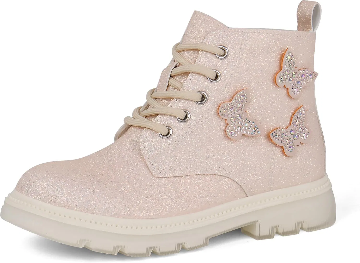 Детские ботинки для девочек с блестками на шнуровке и молнией JABASIC, Beige