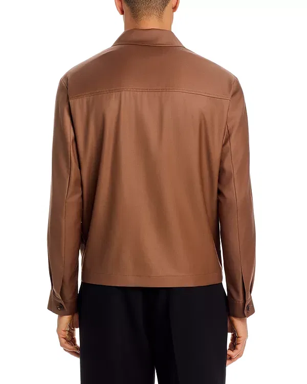 Мужская куртка с воротником-стойкой Boss x Beckham Wing, Medium Brown — фото 4