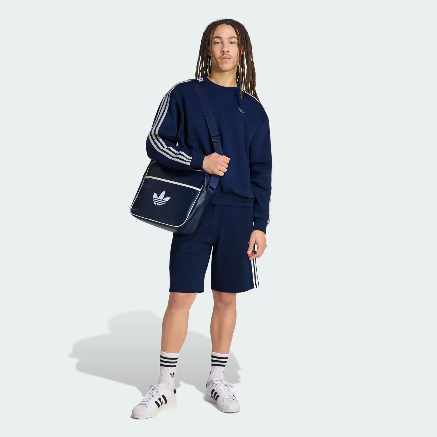 Мужские шорты с кулиской 3-Stripes Adidas Originals, Night Indigo/белый — фото 4