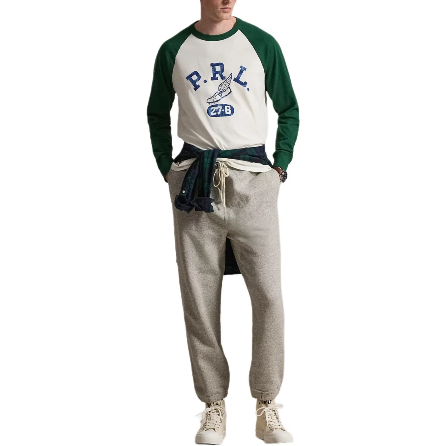 Мужская футболка с коротким рукавом Polo Ralph Lauren, White & New Forest Green — фото 3
