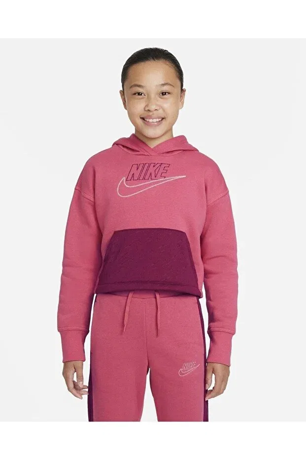 Детские свитшот для девочек хлопковый Iconclash Nike, Pink — фото 4