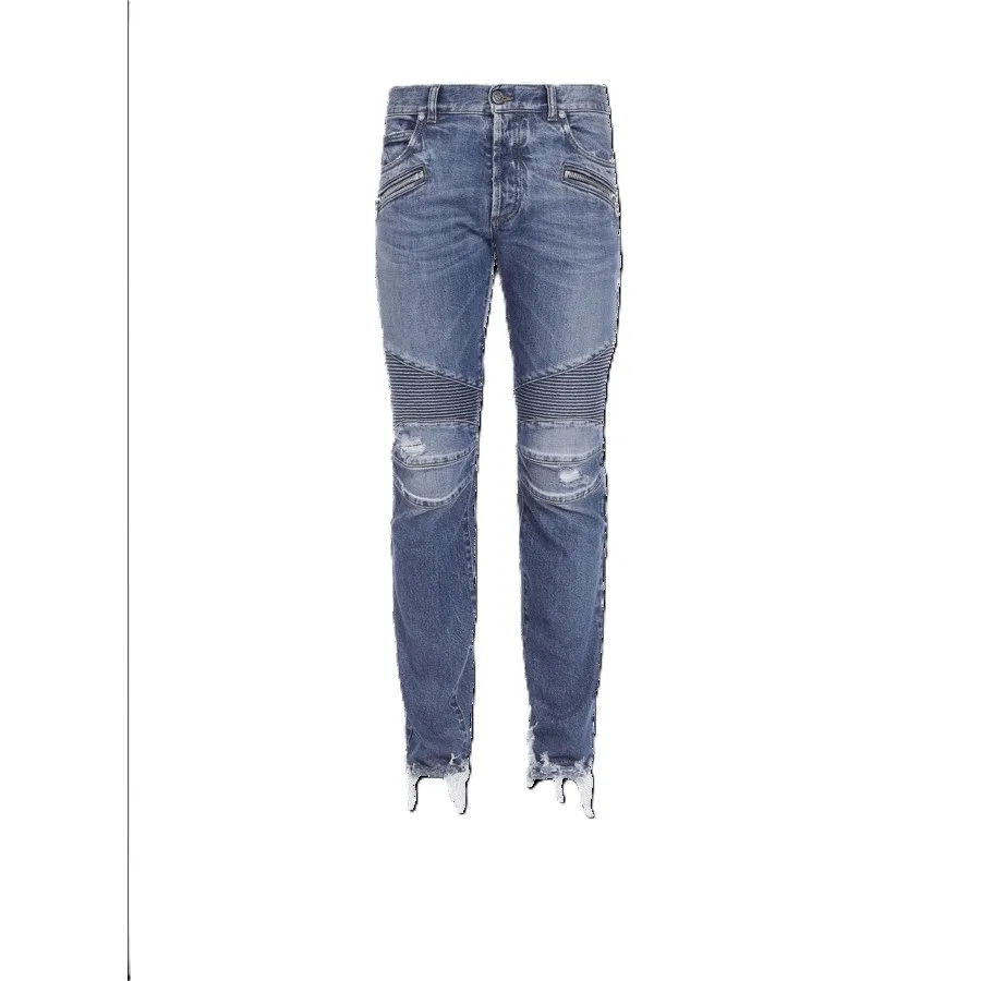 Джинсы зауженные с рифлёными вставками Balmain, Blue