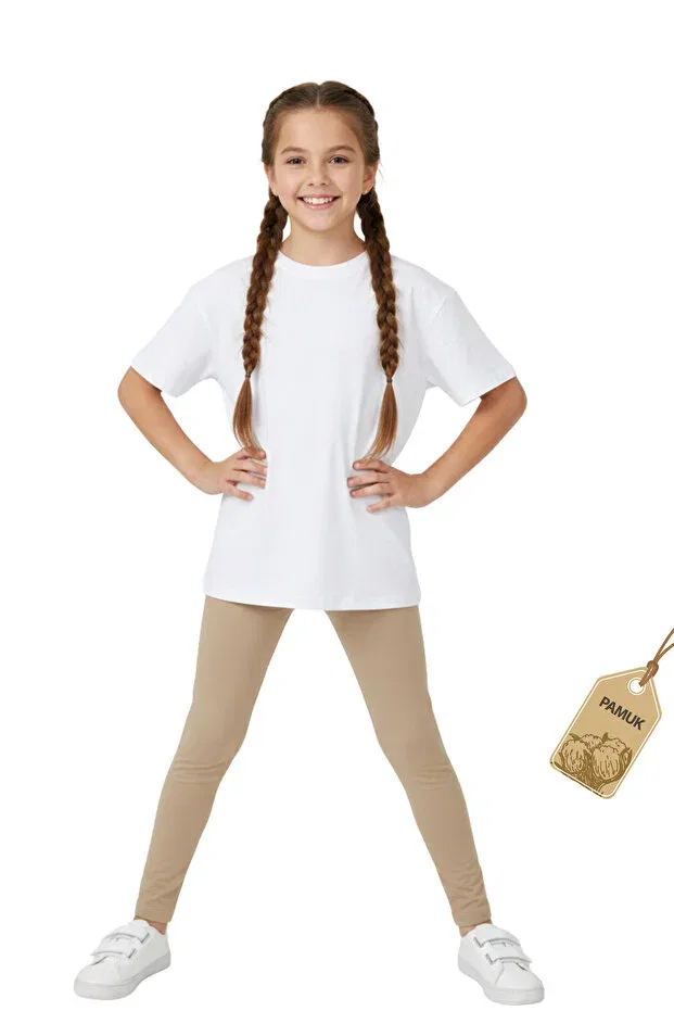 Детские леггинсы для девочек хлопковые Basics Twoo Kids, Beige — фото 4