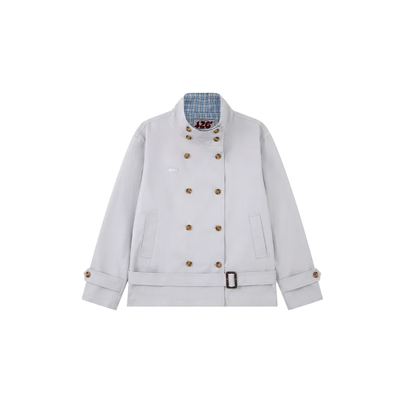 Детская куртка с воротником-стойкой, приталенная Unisex Stand Collar Moderate Nipped In Waist, F426, Light Blue