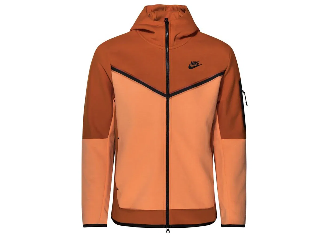 Мужская куртка-худи из футера с принтом Nike Sportswear Tech Fleece Full-Zip Hoodie, Campfire Orange/Orange Frost/Black
