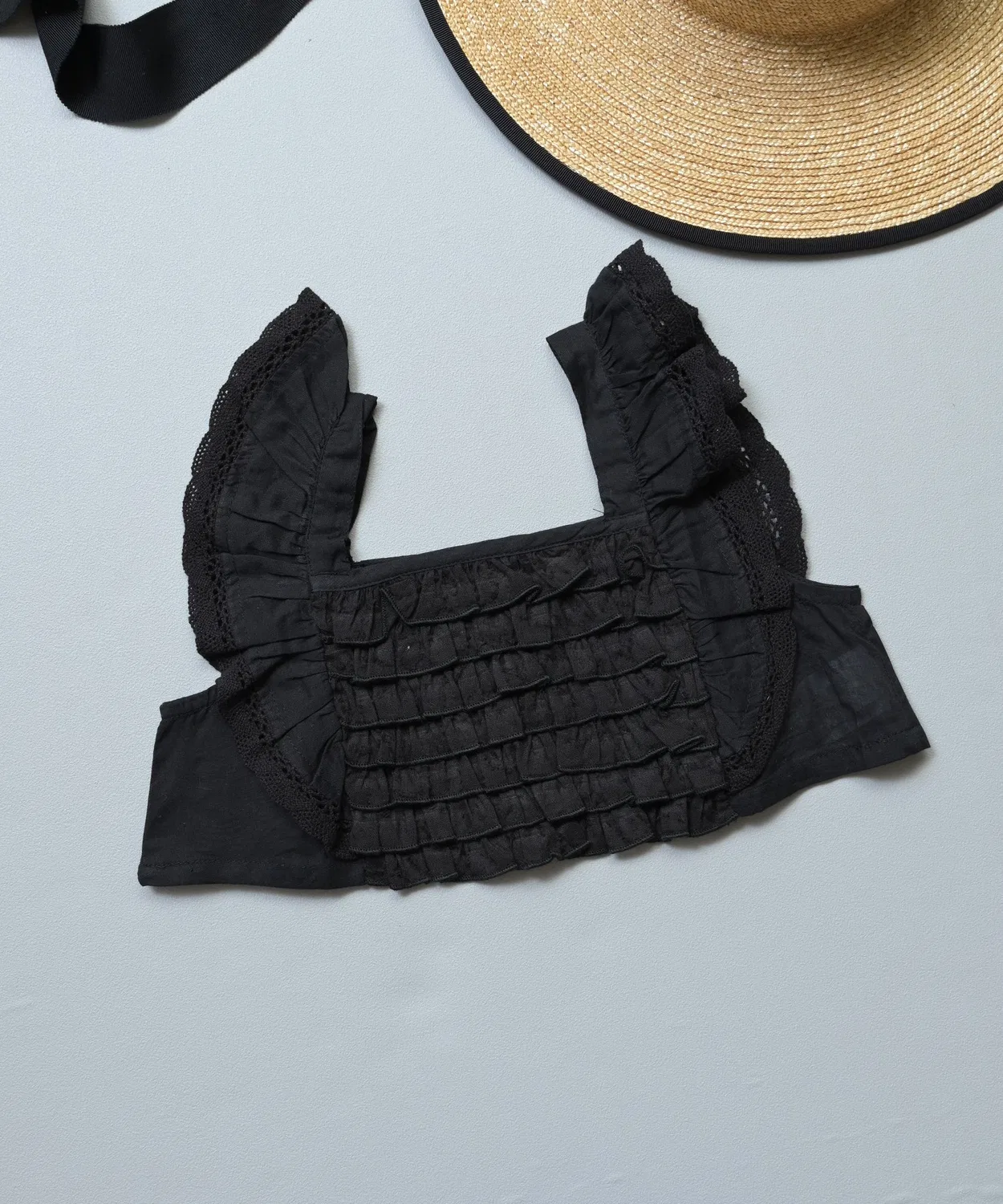 Детский топ с воланами и кружевом, модель Flounce Short MARKEY'S, Black