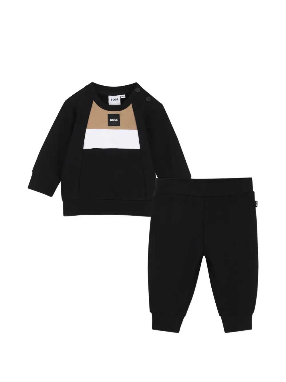Спортивный костюм в стиле колор-блок с логотипом Boss Kidswear, черный