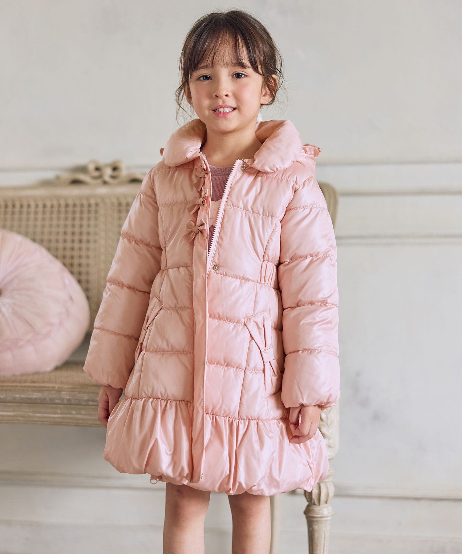 Пальто А-силуэта со съемным капюшоном, можно стирать в машинке ANY KIDS, Pink [012] — фото 4