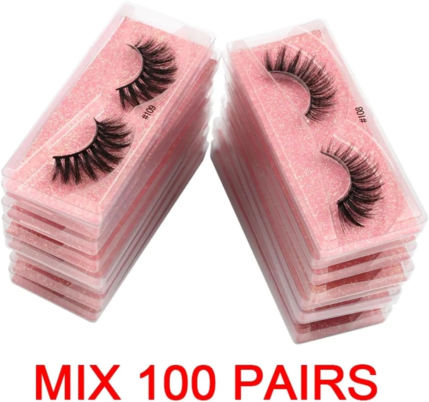 Ресницы UAMOU 3D Mink Lashes Pink Mix 100 пар 11-15 мм — фото 2